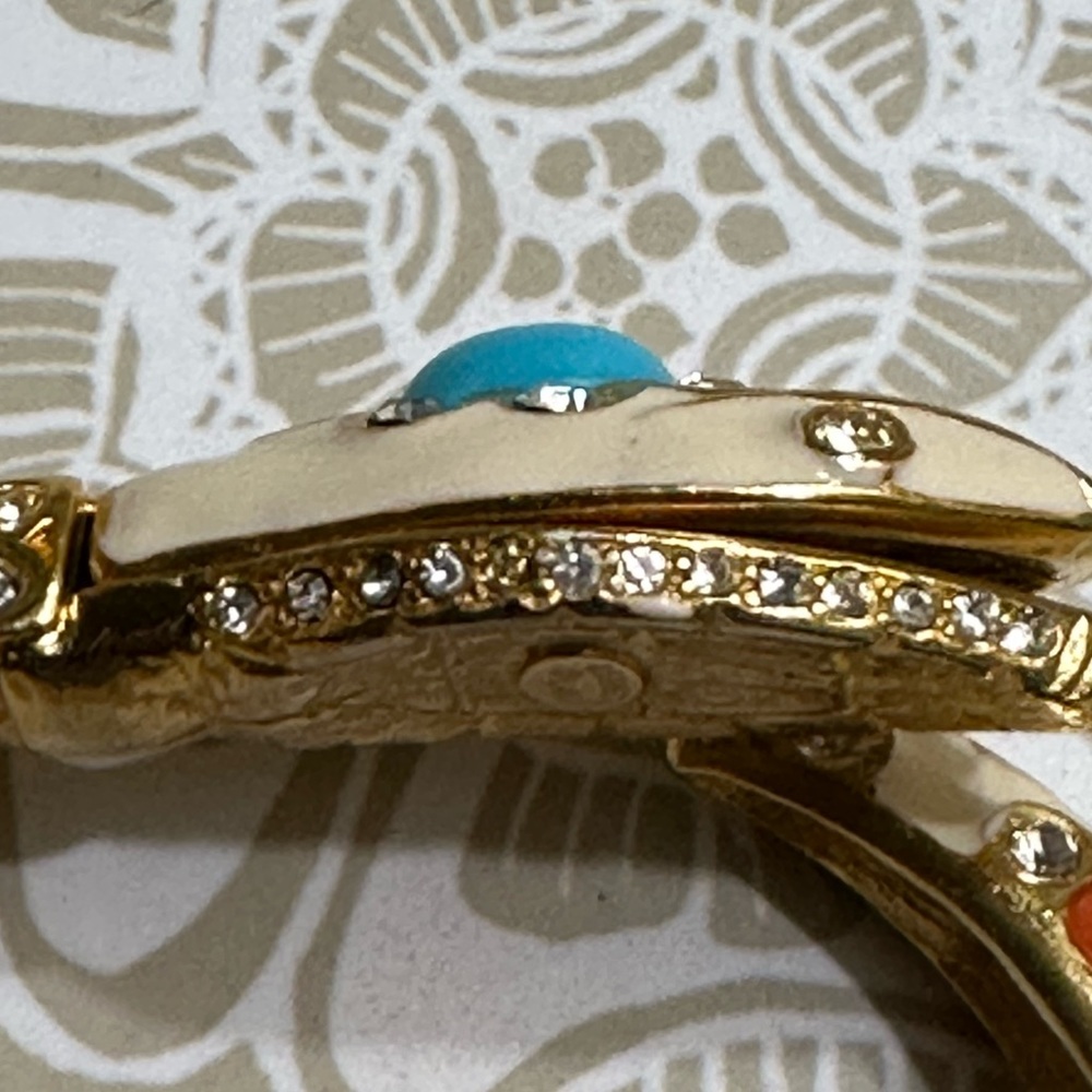Kenneth Jay Lane Enamel Cabochon and Crystal Snake Cuff Bracelet - Picture 9 of 13
